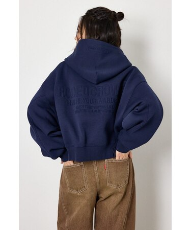 エンボス W-ZIP ショート パーカー