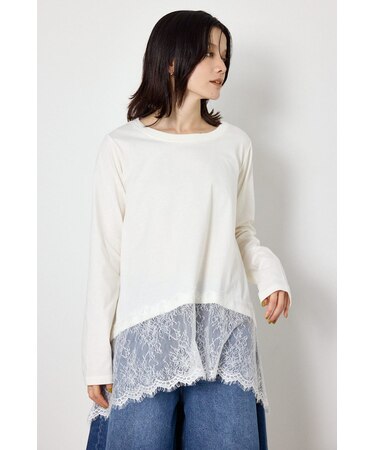 レースドッキングロングスリーブTシャツ