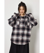 【UNISEX】フーディーチェックシャツ