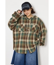 【UNISEX】フーディーチェックシャツ