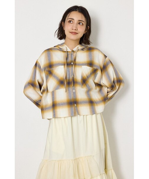 【UNISEX】フーディーチェックシャツ