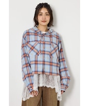 【UNISEX】フーディーチェックシャツ