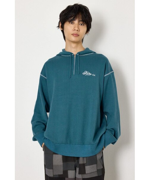 スウェットライクハーフzipフーディー