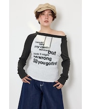 ワンショルラグランメッセージロングTシャツ