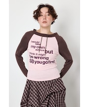 ワンショルラグランメッセージロングTシャツ