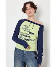 ワンショルラグランメッセージロングTシャツ