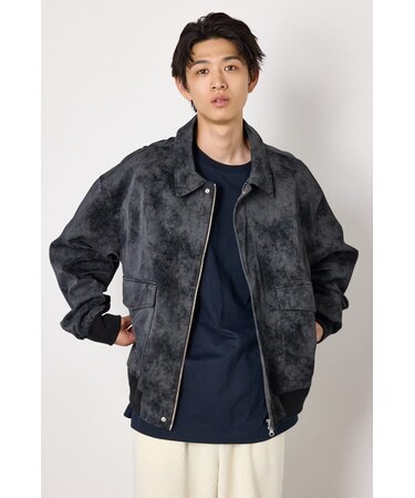 Unevenフェイクレザーブルゾン