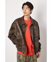 Unevenフェイクレザーブルゾン