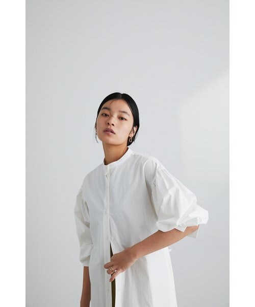 ホワイト シャツワンピース ギャザー入り Virca ワンピース ギャザーラグランシャツワンピース : ZOZOTOWN Yahoo