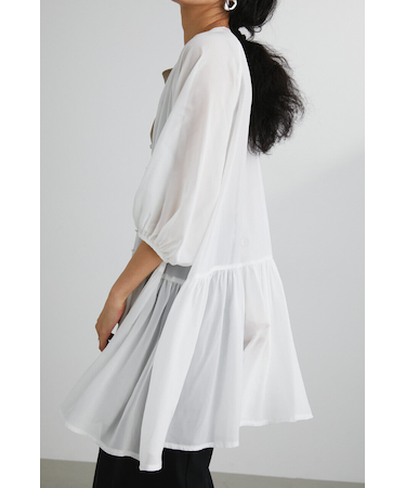 シアーギャザーロングブラウス