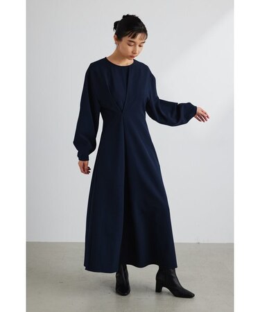 アシンメトリータックフレアワンピース