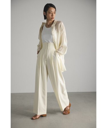 ハイウエストジップワイドパンツ