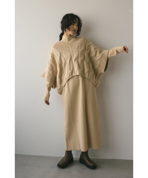 2ピースケーブルニットワンピース