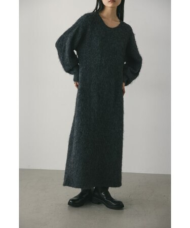 ミックスシャギーニットワンピース