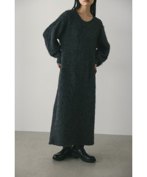 ミックスシャギーニットワンピース