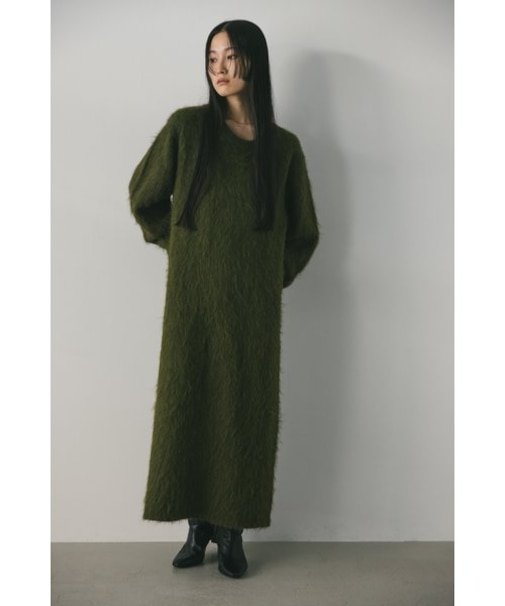 ミックスシャギーニットワンピース