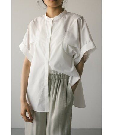 パネルワイドスリーブノーカラーシャツ