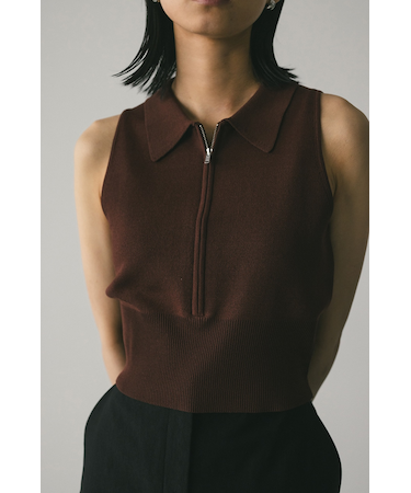 ジップノースリニットポロ