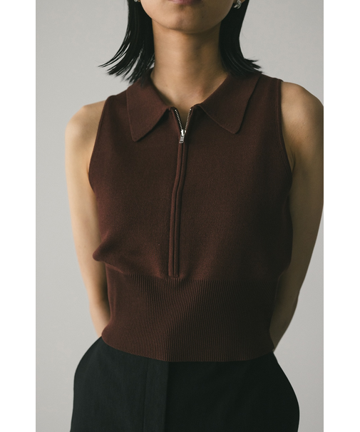 ジップノースリニットポロ