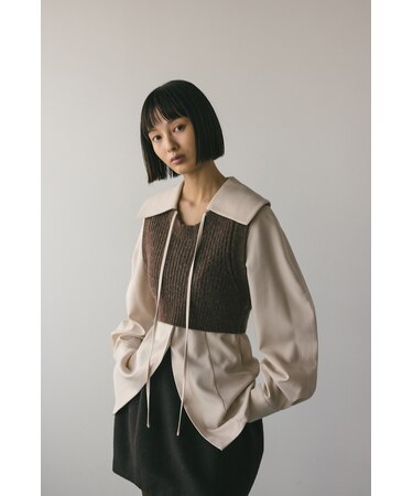 ビッグカラーベストレイヤードシャツ