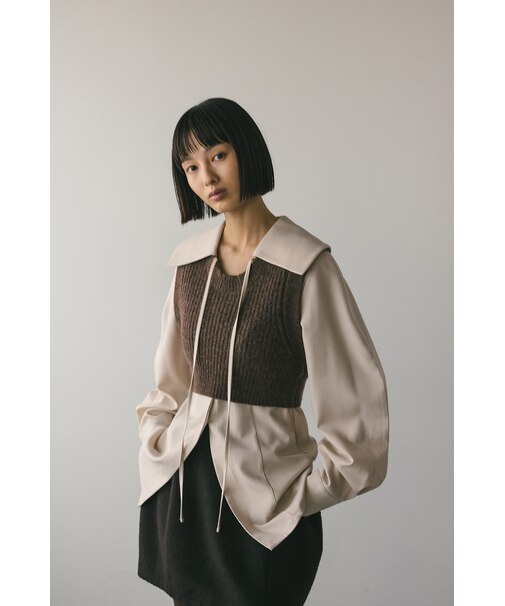 ビッグカラーベストレイヤードシャツ