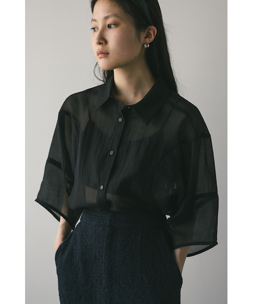 コクーンスリーブシアーシャツ
