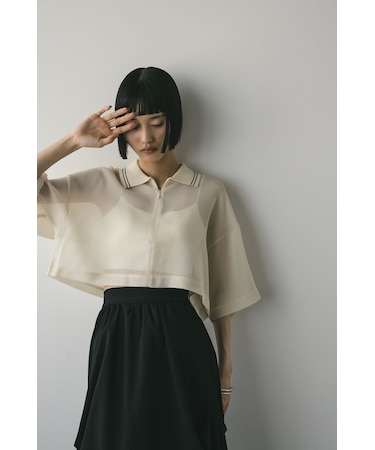 ラインカラーメッシュトップ