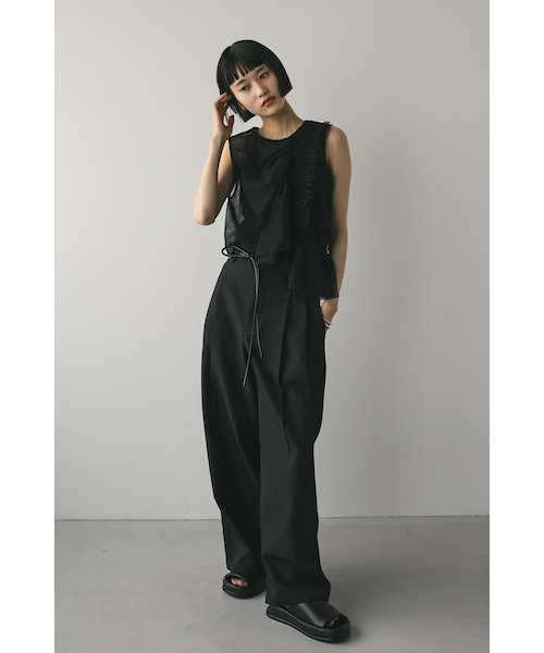 新品 完売色 STYLEMIXER チュールシャーリングトップ BLK チュールシャーリングトップ｜スタイルミキサーの通販｜&mall
