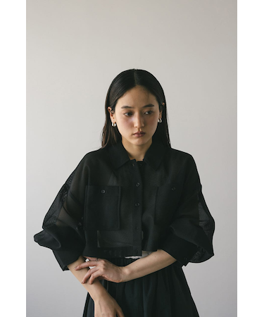 ワイドスリーブメッシュショートシャツ