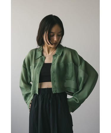 ワイドスリーブメッシュショートシャツ