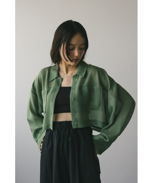 ワイドスリーブメッシュショートシャツ