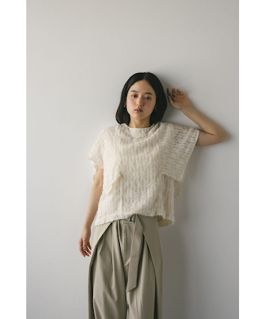 チュールフリンジジャガードトップ