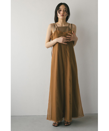 バイカラーチュールレイヤーワンピース