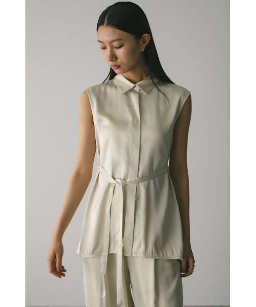 サテンベルトシャツ