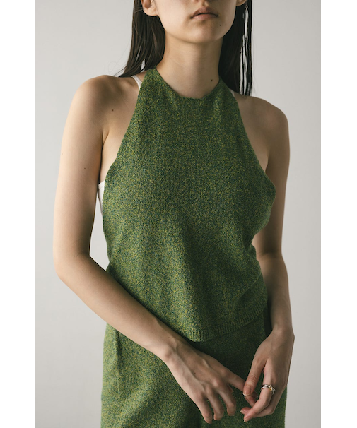 ホルターパイルニットトップ