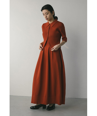 2ピースハーフスリーブポロニットワンピース