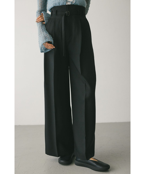 洗える・S/M/Lサイズあり】ツイルストレッチタックワイドパンツ
