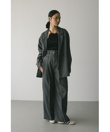 ハイウエストワイドベルトパンツ