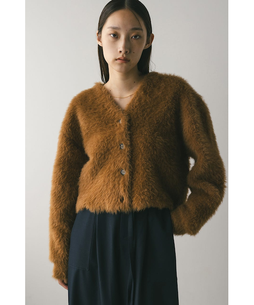 ダブルクロスシャギーニットカーデ