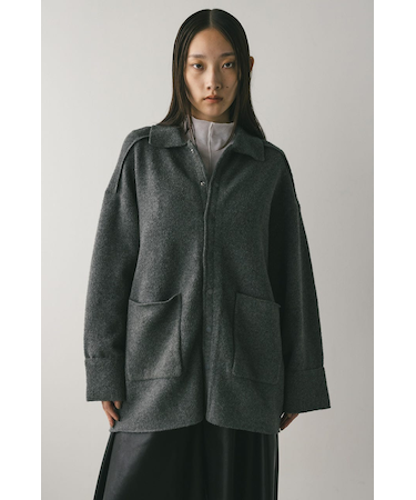 ハイラインウールミックスニットシャツ