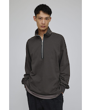 レイヤードハーフジップスウェット