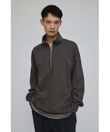 レイヤードハーフジップスウェット