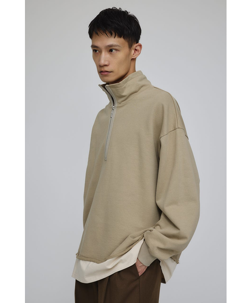 レイヤードハーフジップスウェット