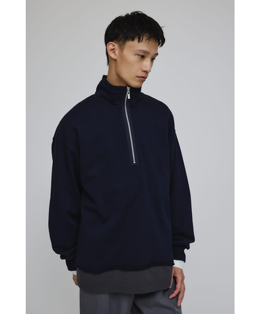 レイヤードハーフジップスウェット