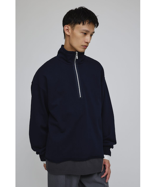 レイヤードハーフジップスウェット