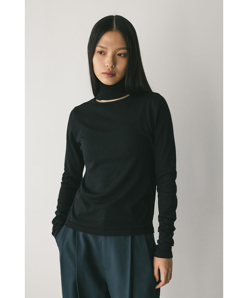 黒　ニット　ハイネック 2WAYウォッシャブルハイネックオープンニット｜スタイルミキサーの通販