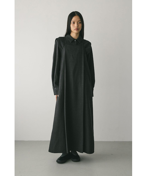 2ピースシャツレイヤードワンピース