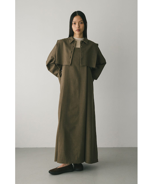 2ピースシャツレイヤードワンピース