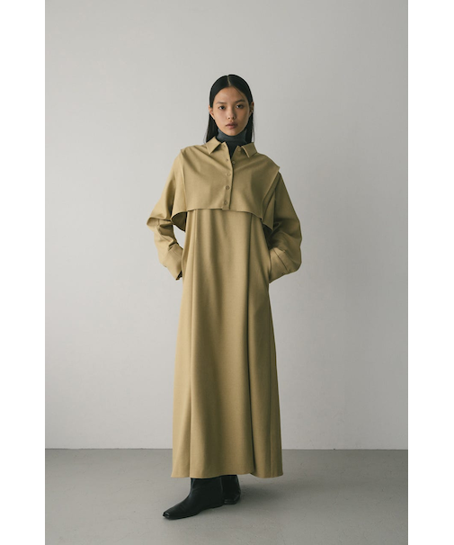 2ピースシャツレイヤードワンピース