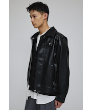 リブカラーレザージャケット